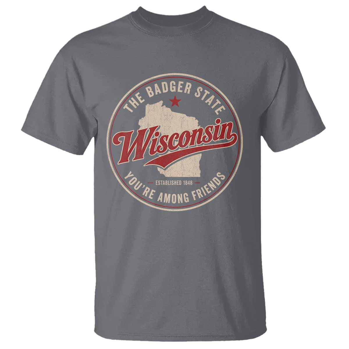 Wisconsin The Badger State T Shirt You're Among Friends Retro WI State