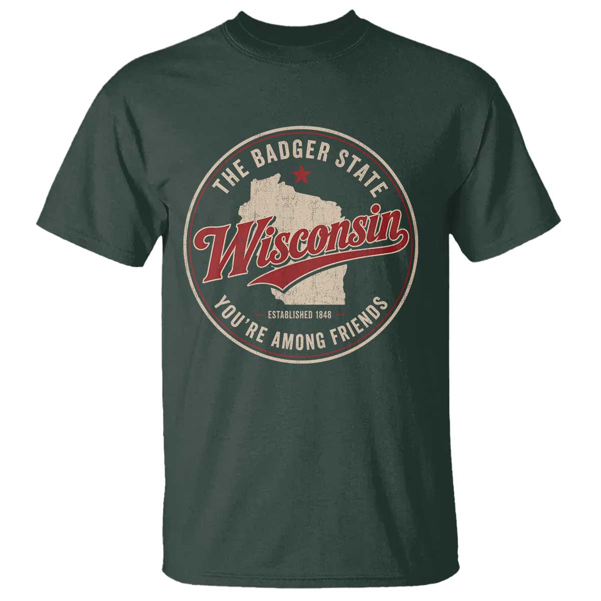 Wisconsin The Badger State T Shirt You're Among Friends Retro WI State