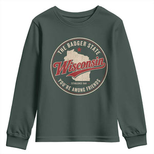 Wisconsin The Badger State Youth Sweatshirt You're Among Friends Retro WI State