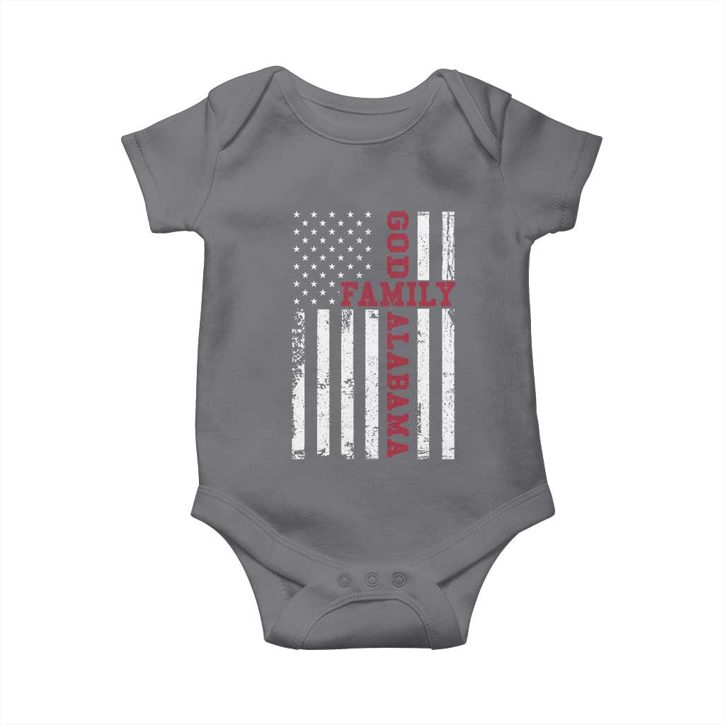 God Family Alabama Baby Onesie AL Game Day Christian American Flag