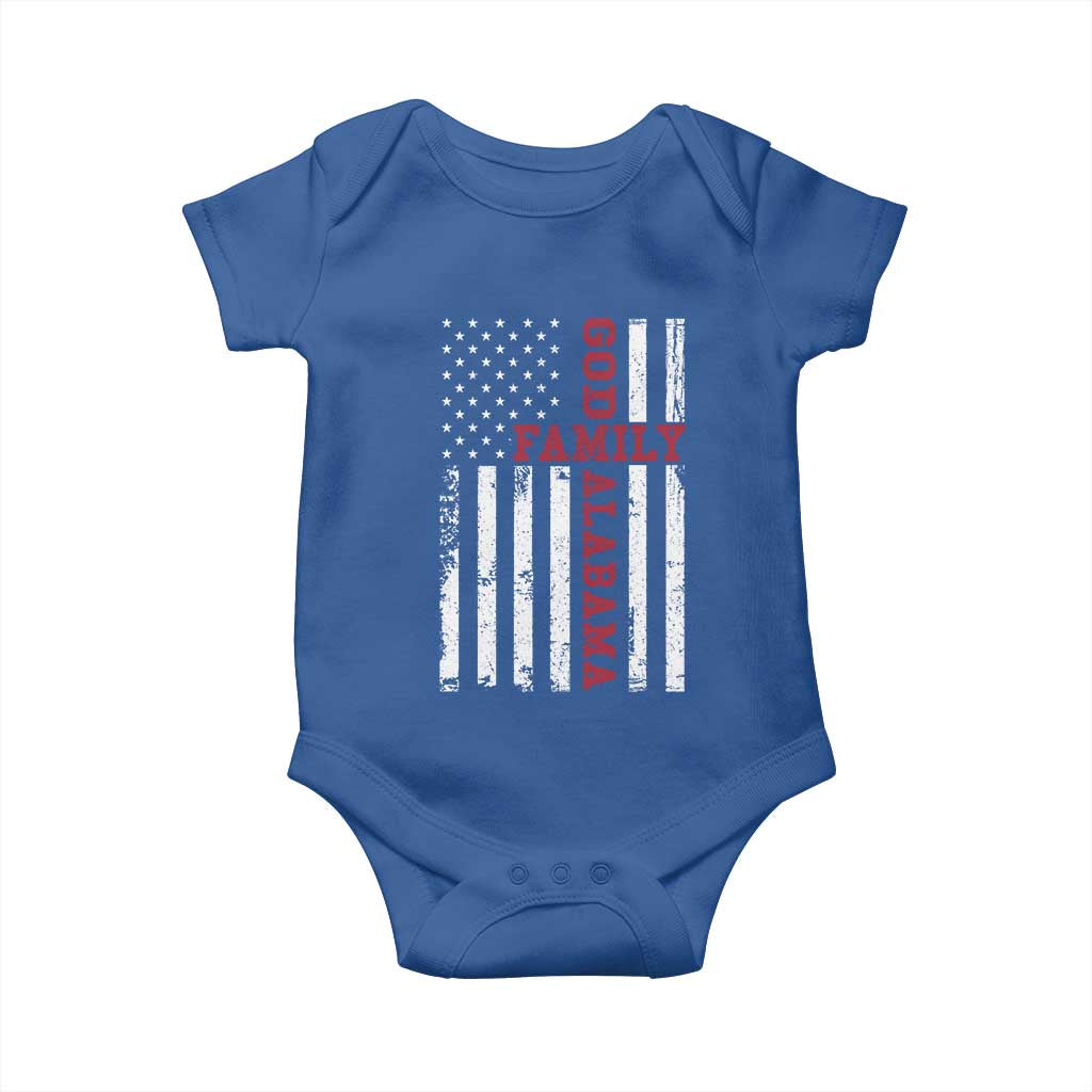 God Family Alabama Baby Onesie AL Game Day Christian American Flag