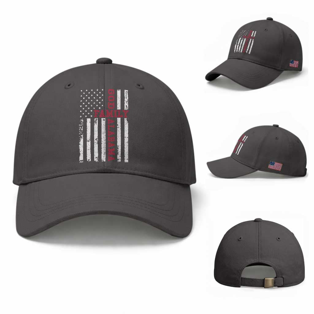 God Family Alabama Baseball Cap AL Game Day Christian American Flag