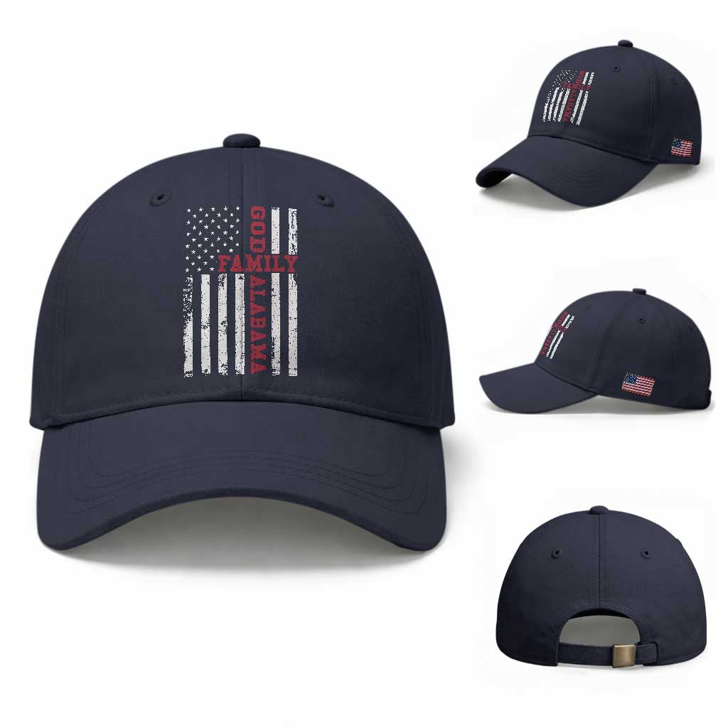 God Family Alabama Baseball Cap AL Game Day Christian American Flag