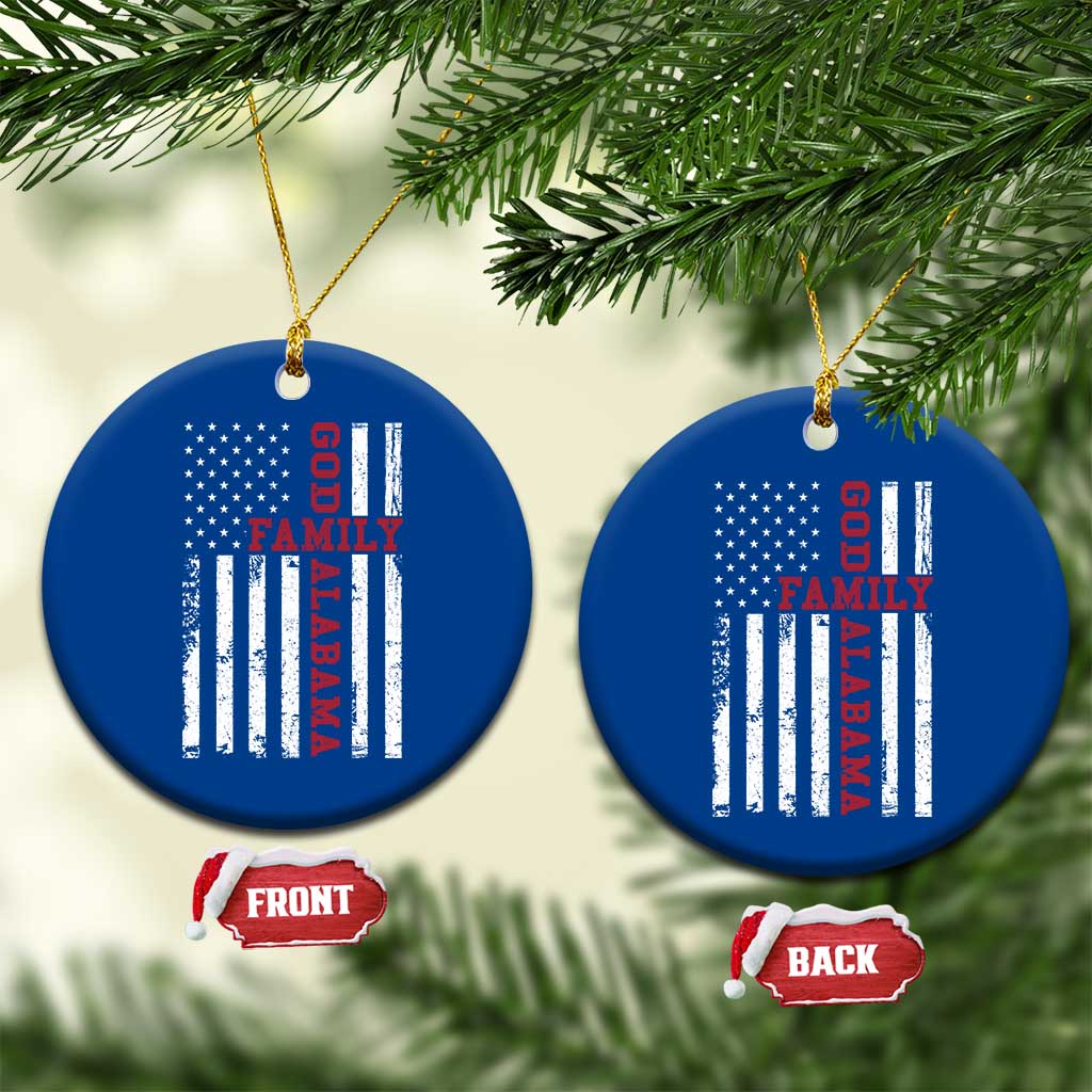 God Family Alabama Ceramic Ornament AL Game Day Christian American Flag