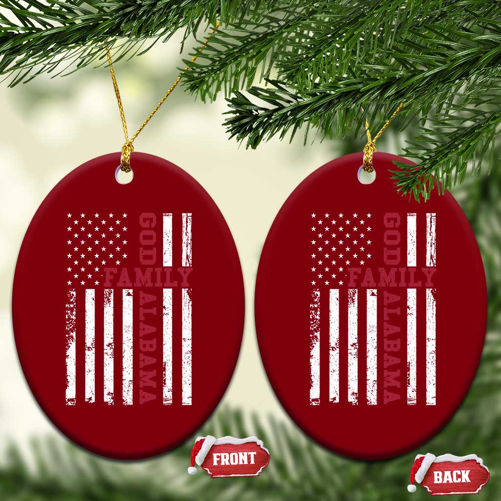 God Family Alabama Ceramic Ornament AL Game Day Christian American Flag