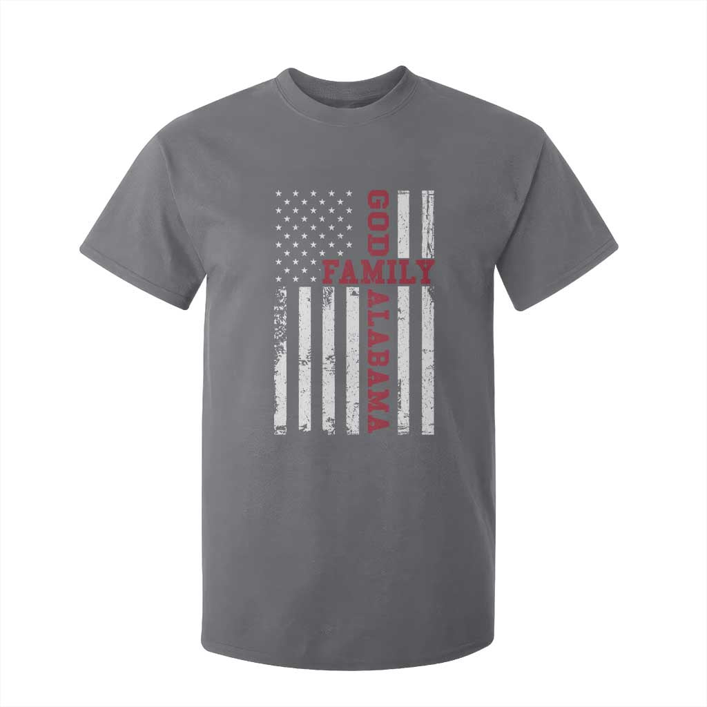 God Family Alabama T Shirt For Kid AL Game Day Christian American Flag
