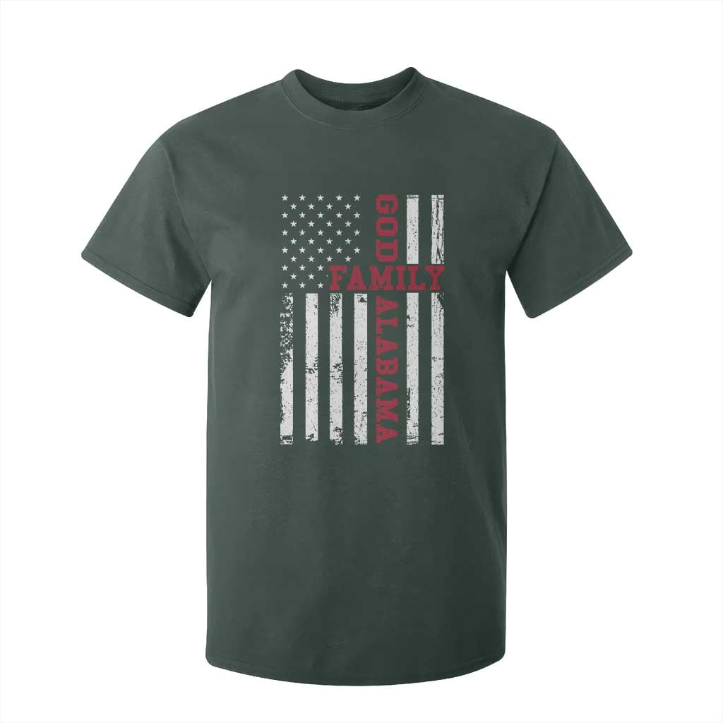 God Family Alabama T Shirt For Kid AL Game Day Christian American Flag