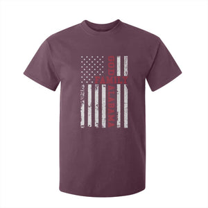 God Family Alabama T Shirt For Kid AL Game Day Christian American Flag