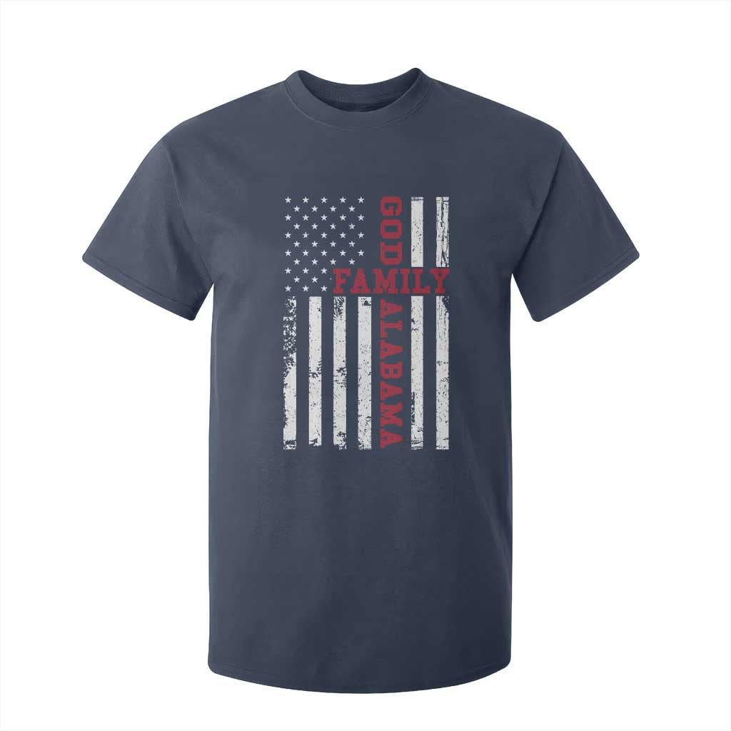 God Family Alabama T Shirt For Kid AL Game Day Christian American Flag