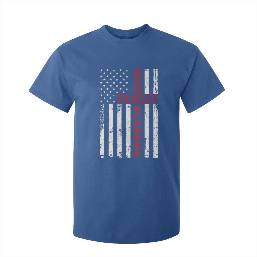 God Family Alabama T Shirt For Kid AL Game Day Christian American Flag