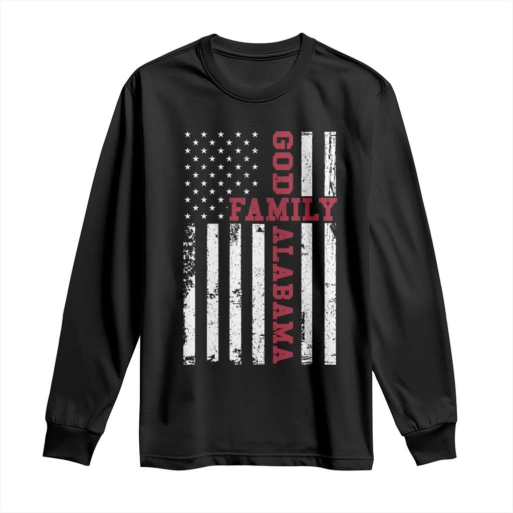 God Family Alabama Long Sleeve Shirt AL Game Day Christian American Flag