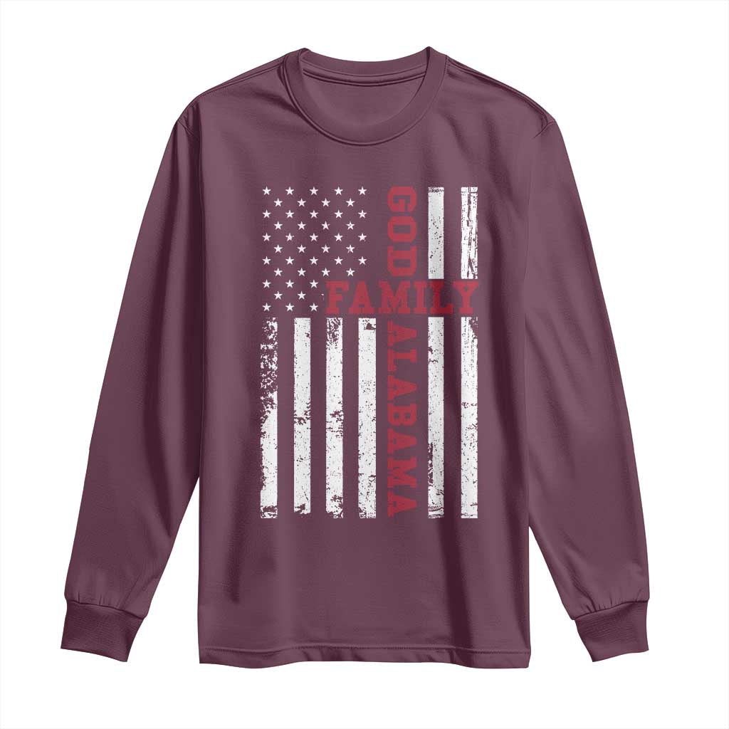 God Family Alabama Long Sleeve Shirt AL Game Day Christian American Flag