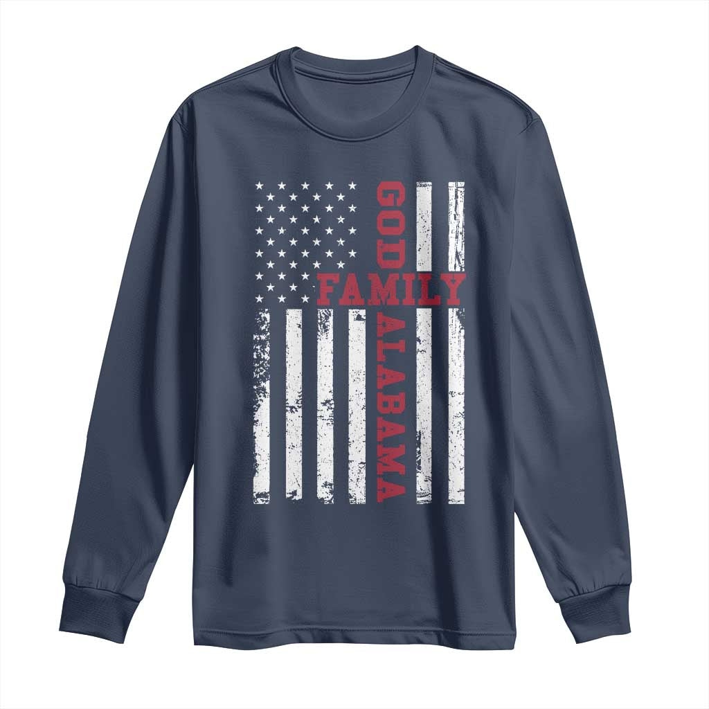 God Family Alabama Long Sleeve Shirt AL Game Day Christian American Flag