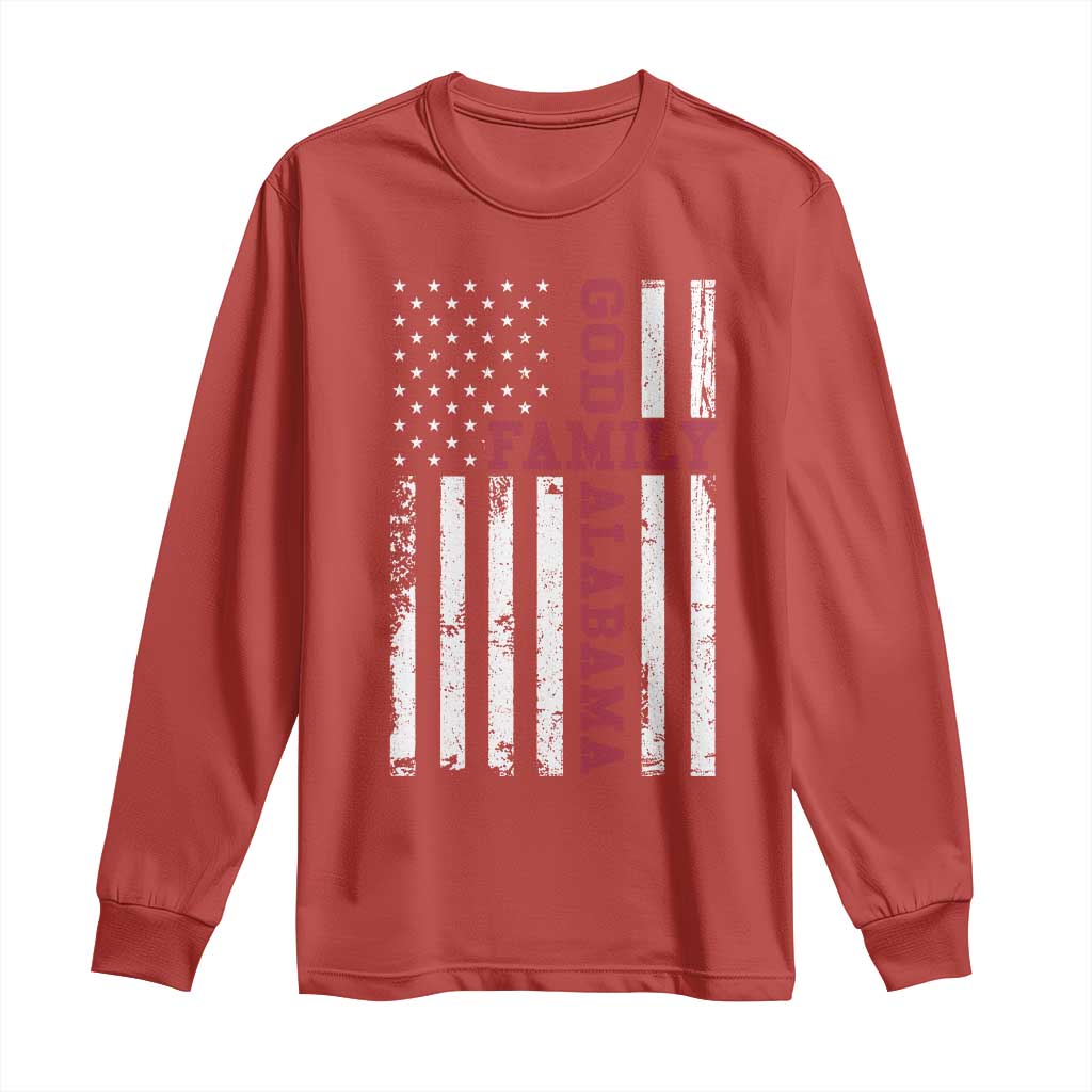 God Family Alabama Long Sleeve Shirt AL Game Day Christian American Flag