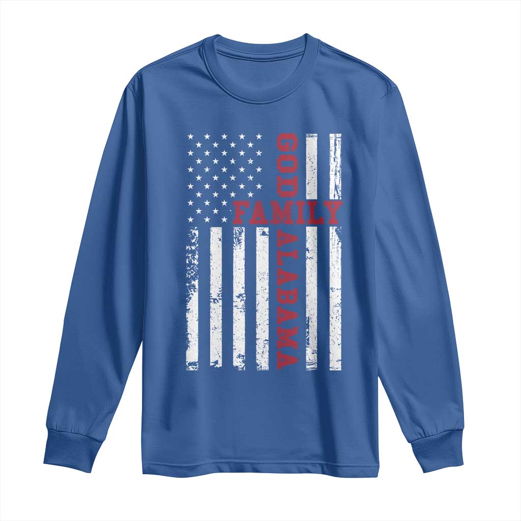 God Family Alabama Long Sleeve Shirt AL Game Day Christian American Flag