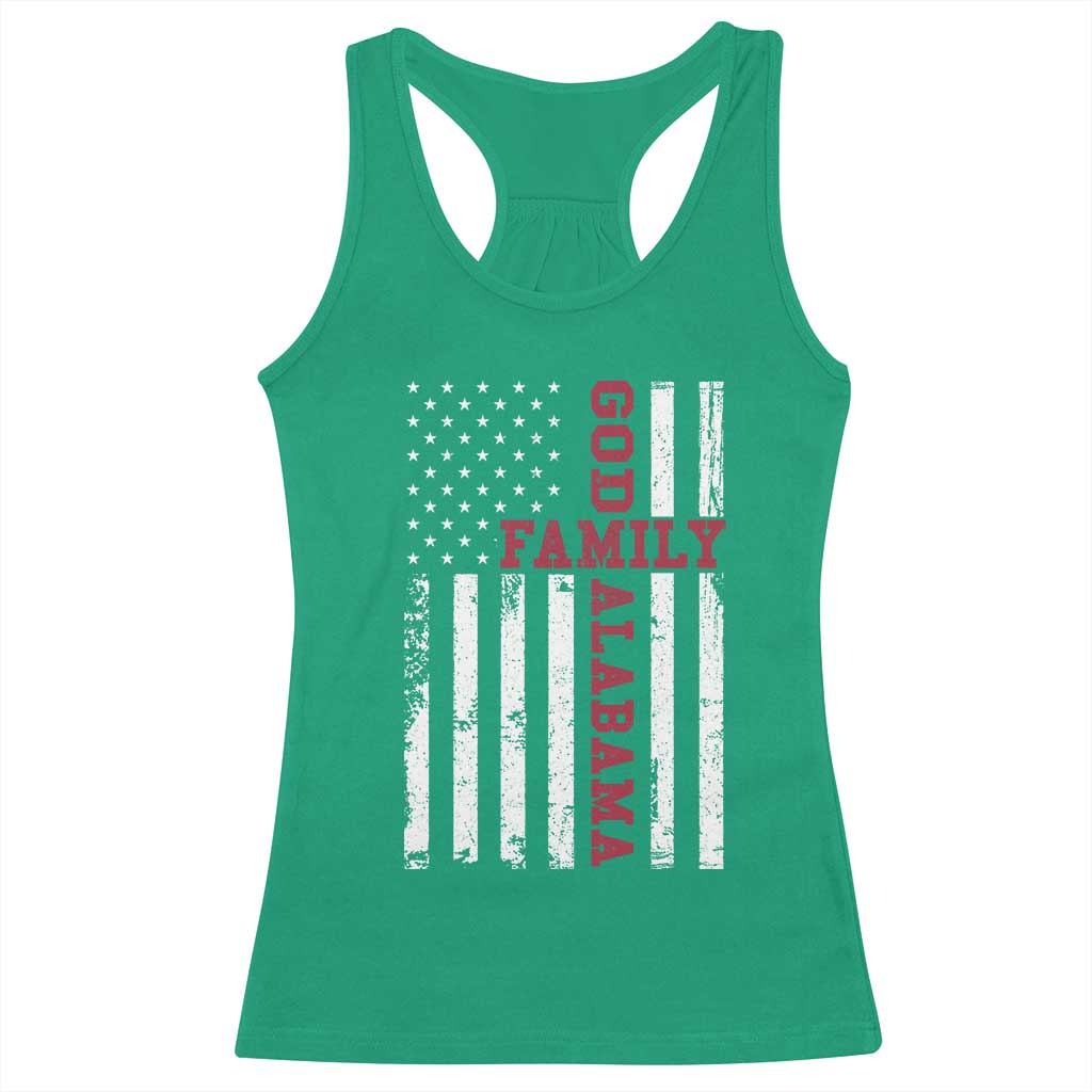 God Family Alabama Racerback Tank Top AL Game Day Christian American Flag