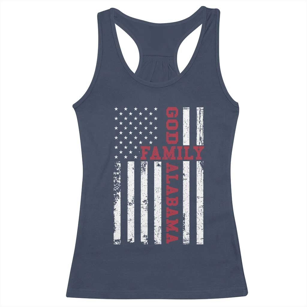 God Family Alabama Racerback Tank Top AL Game Day Christian American Flag