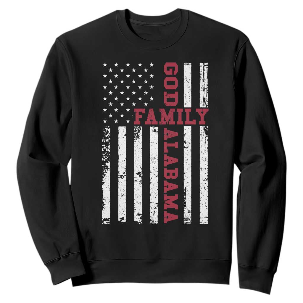 God Family Alabama Sweatshirt AL Game Day Christian American Flag