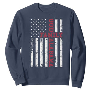 God Family Alabama Sweatshirt AL Game Day Christian American Flag