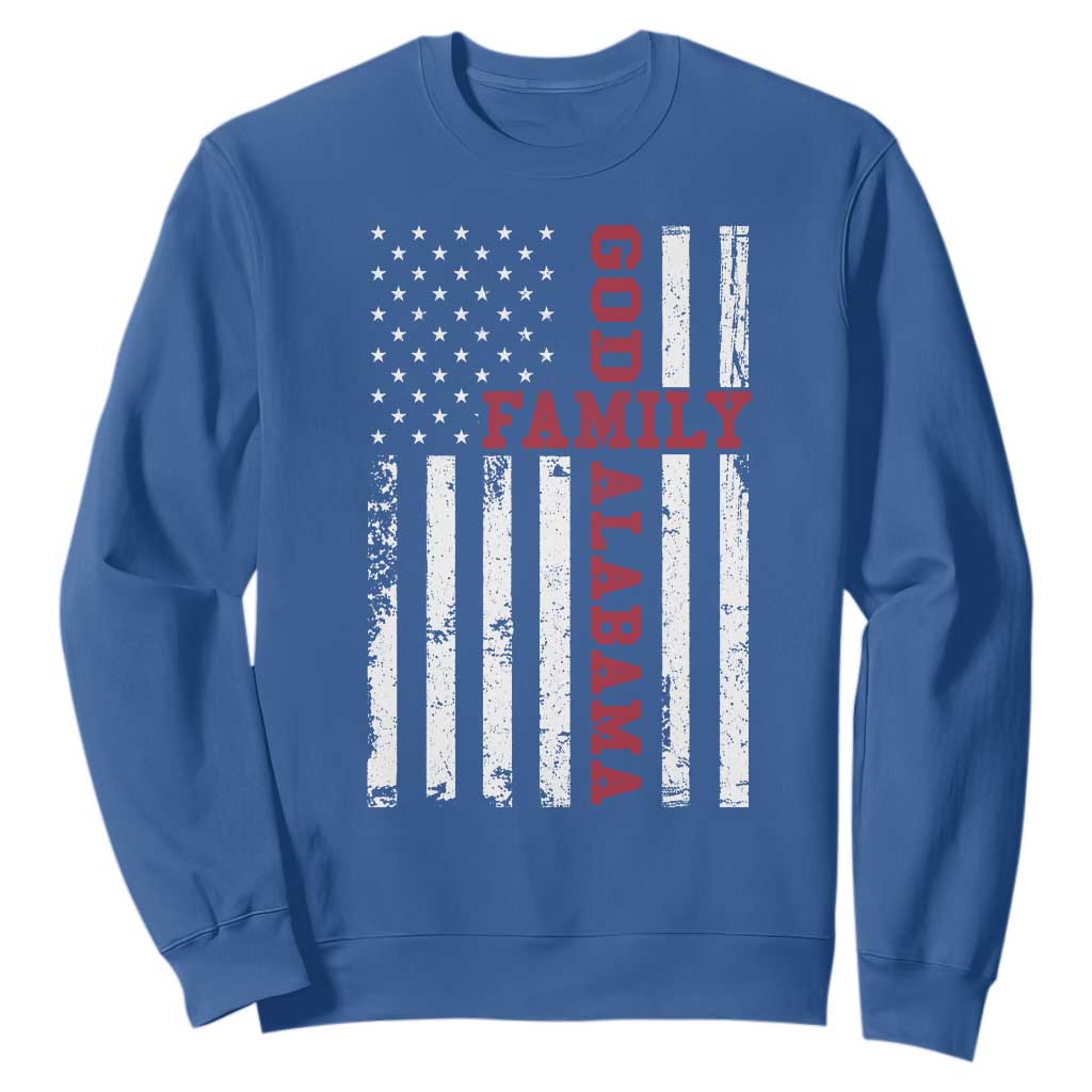 God Family Alabama Sweatshirt AL Game Day Christian American Flag
