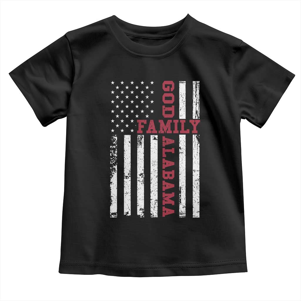 God Family Alabama Toddler T Shirt AL Game Day Christian American Flag
