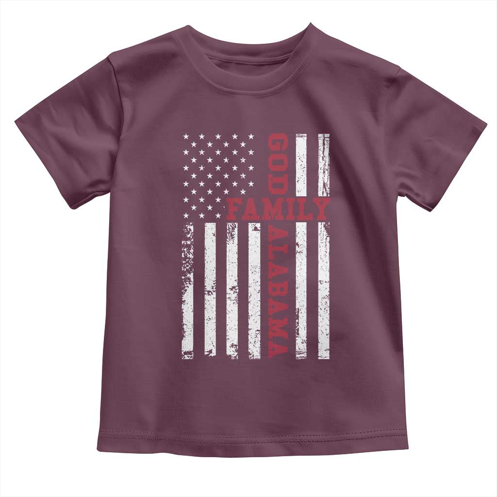 God Family Alabama Toddler T Shirt AL Game Day Christian American Flag