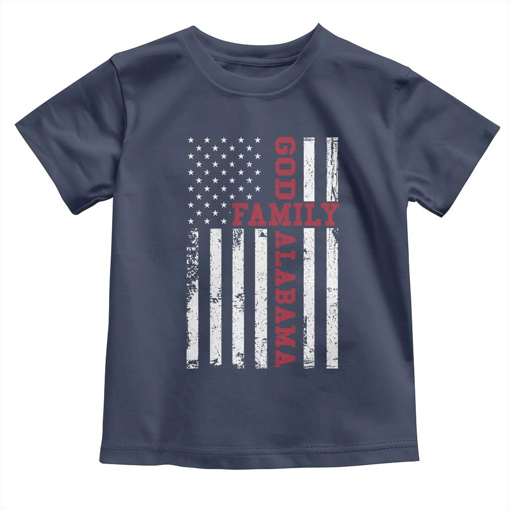 God Family Alabama Toddler T Shirt AL Game Day Christian American Flag