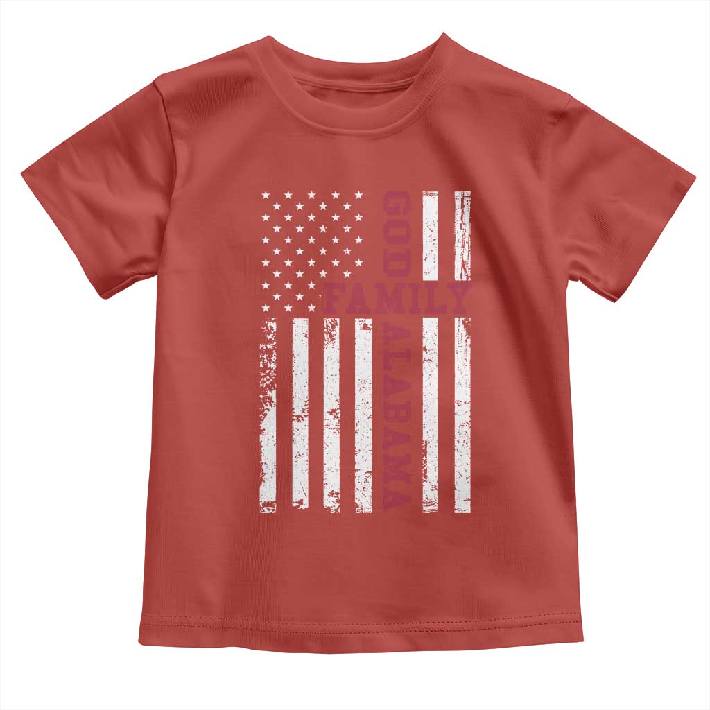 God Family Alabama Toddler T Shirt AL Game Day Christian American Flag
