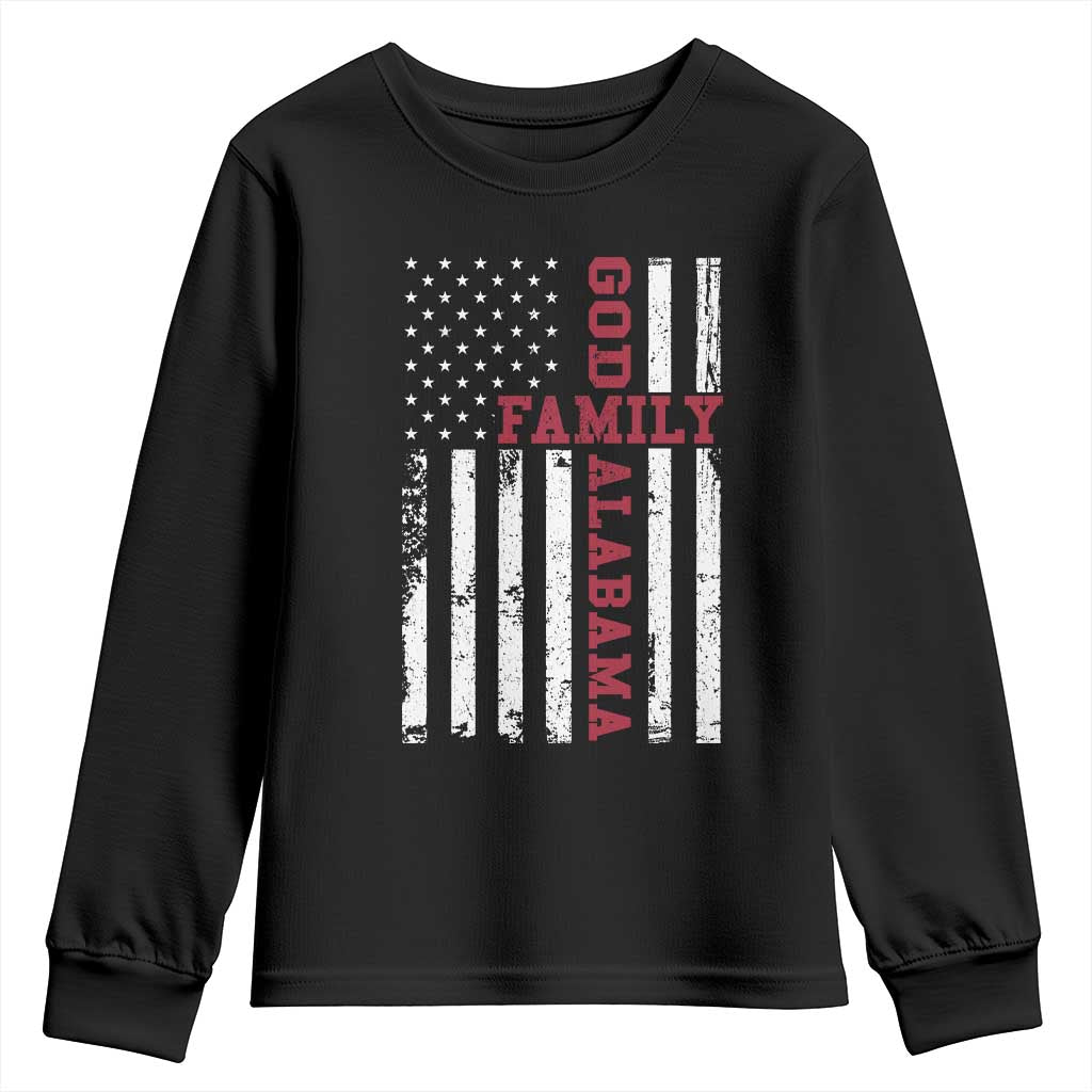 God Family Alabama Youth Sweatshirt AL Game Day Christian American Flag
