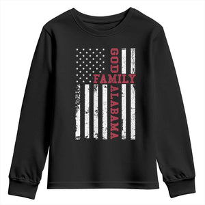 God Family Alabama Youth Sweatshirt AL Game Day Christian American Flag