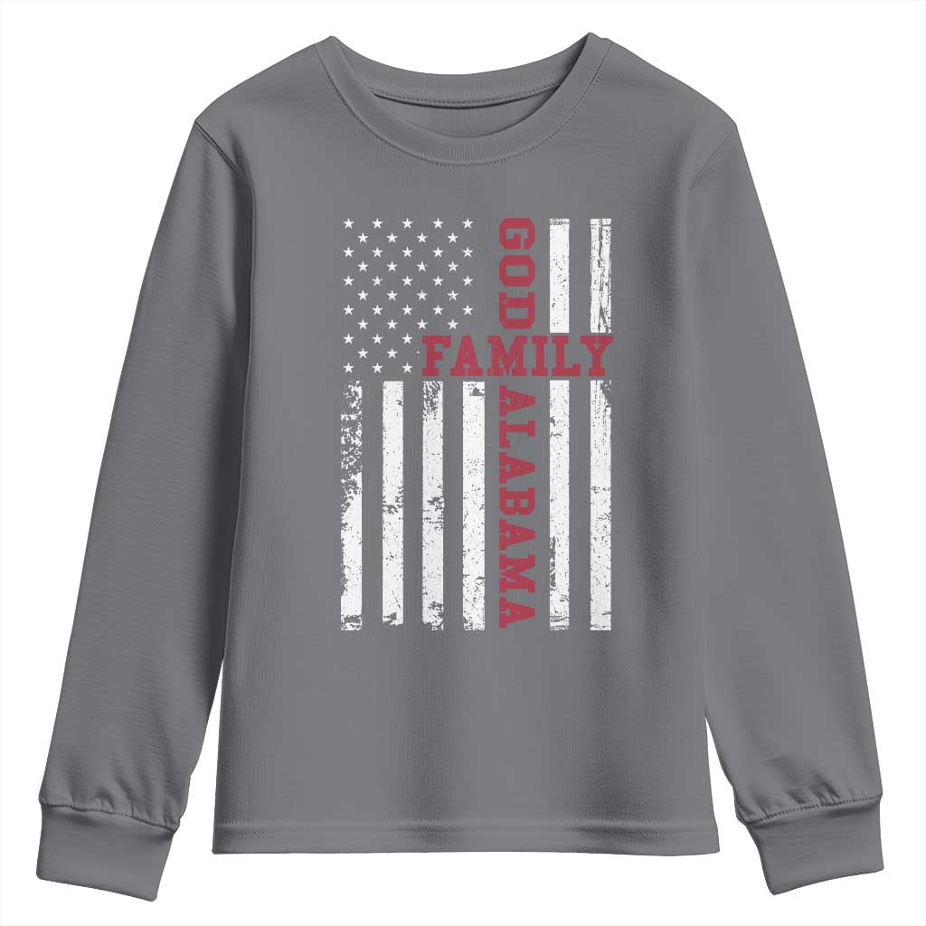 God Family Alabama Youth Sweatshirt AL Game Day Christian American Flag