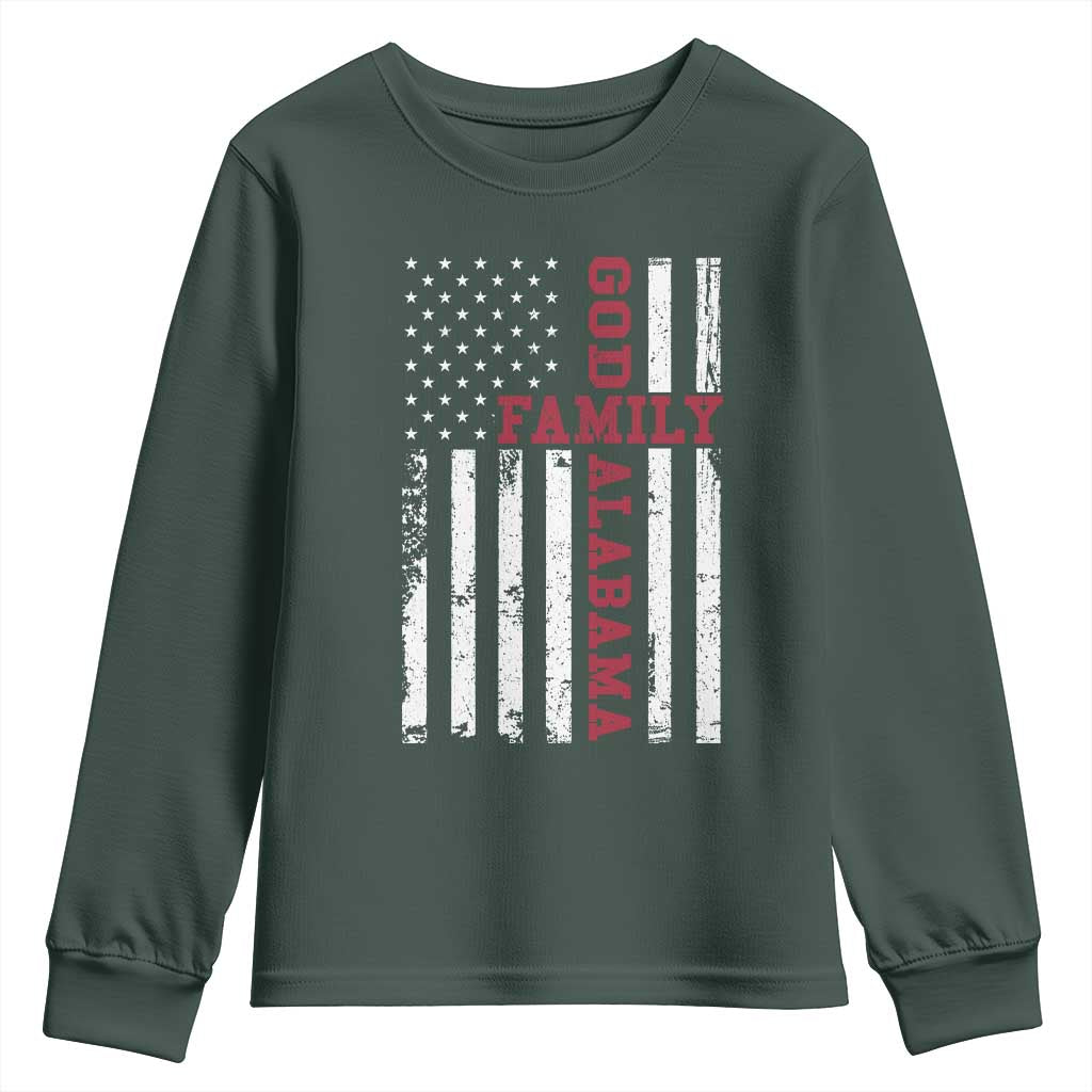 God Family Alabama Youth Sweatshirt AL Game Day Christian American Flag