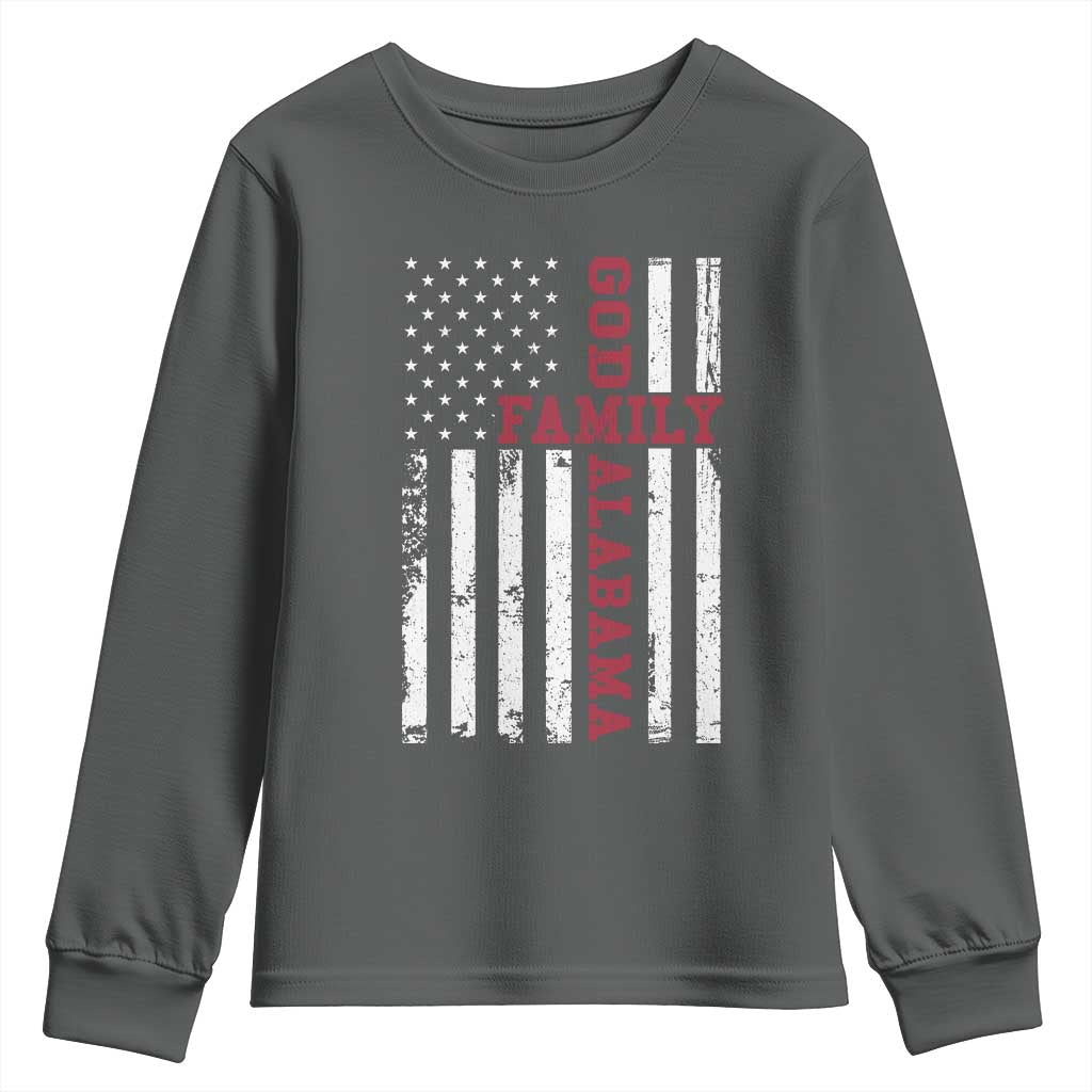 God Family Alabama Youth Sweatshirt AL Game Day Christian American Flag