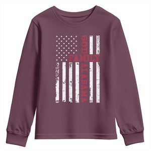 God Family Alabama Youth Sweatshirt AL Game Day Christian American Flag