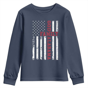 God Family Alabama Youth Sweatshirt AL Game Day Christian American Flag