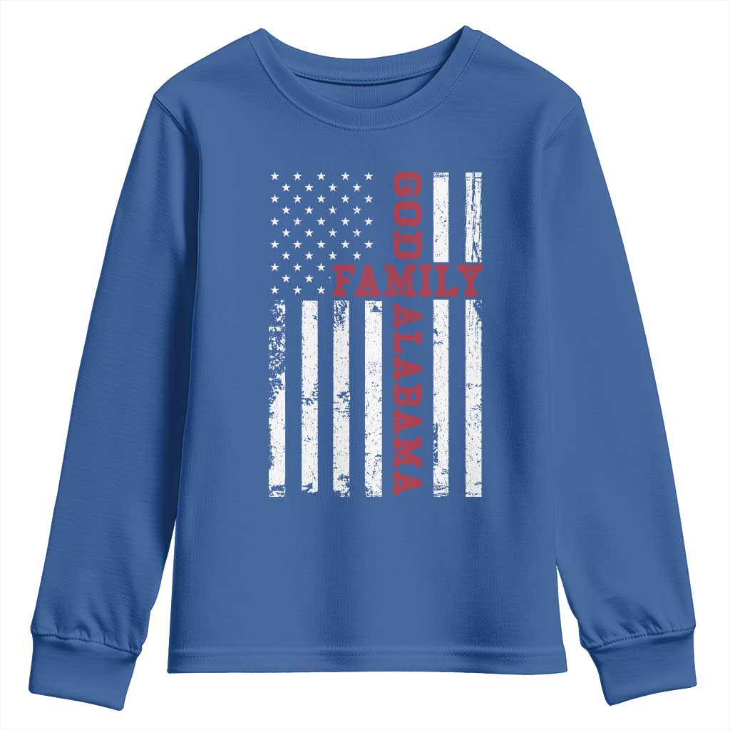 God Family Alabama Youth Sweatshirt AL Game Day Christian American Flag