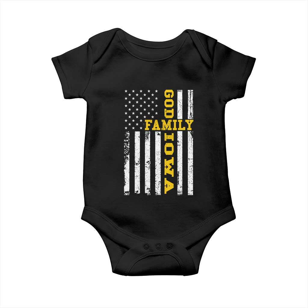 God Family Iowa Baby Onesie IA State Game Day Christian American Flag