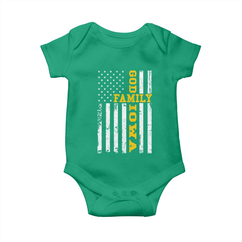 God Family Iowa Baby Onesie IA State Game Day Christian American Flag