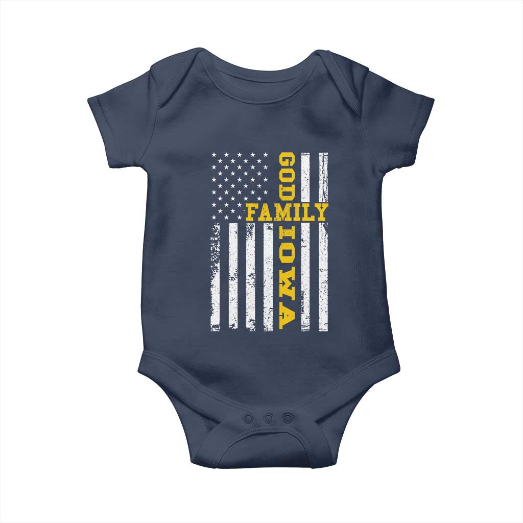 God Family Iowa Baby Onesie IA State Game Day Christian American Flag