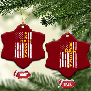 God Family Iowa Ceramic Ornament IA State Game Day Christian American Flag