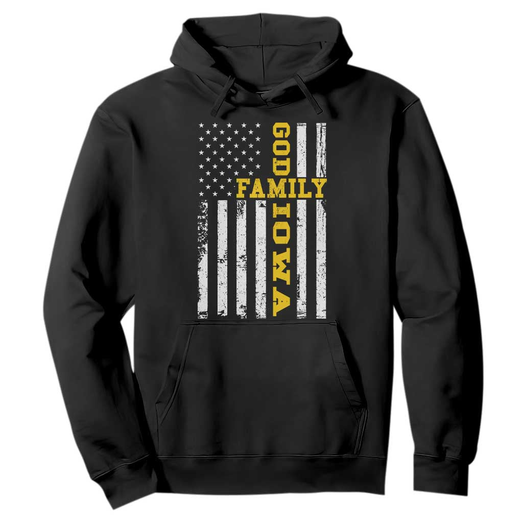 God Family Iowa Hoodie IA State Game Day Christian American Flag