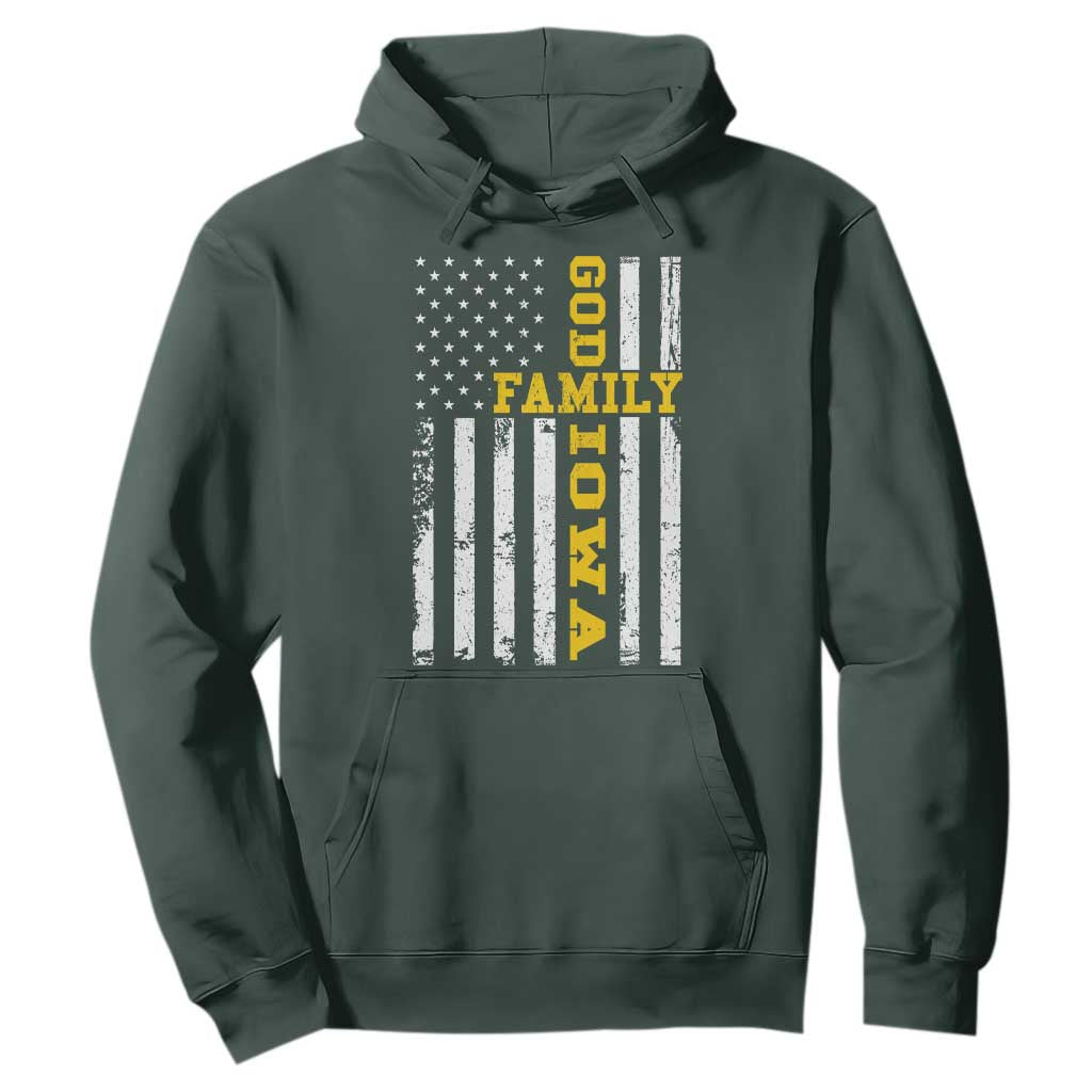 God Family Iowa Hoodie IA State Game Day Christian American Flag