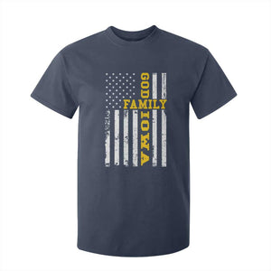 God Family Iowa T Shirt For Kid IA State Game Day Christian American Flag