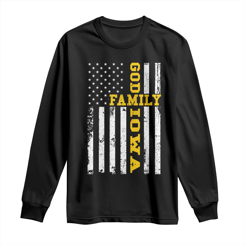 God Family Iowa Long Sleeve Shirt IA State Game Day Christian American Flag