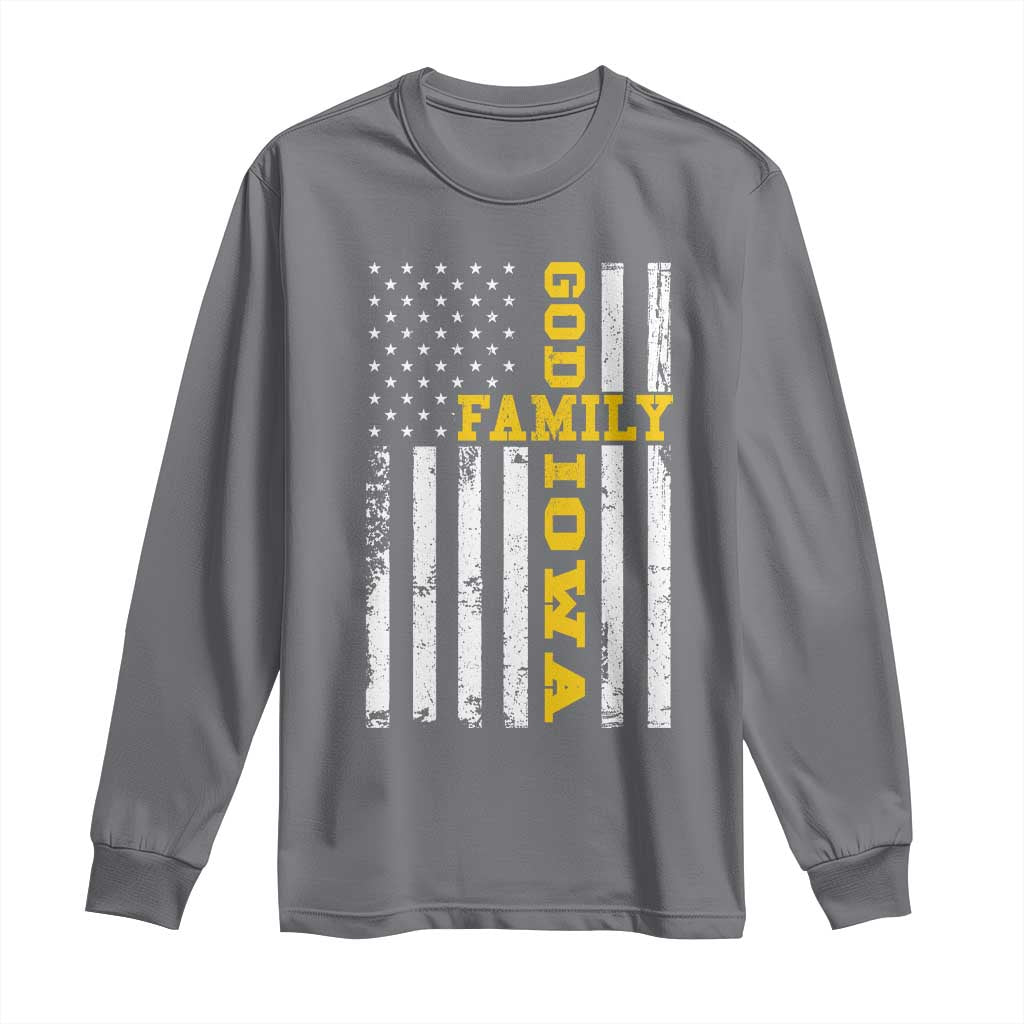 God Family Iowa Long Sleeve Shirt IA State Game Day Christian American Flag