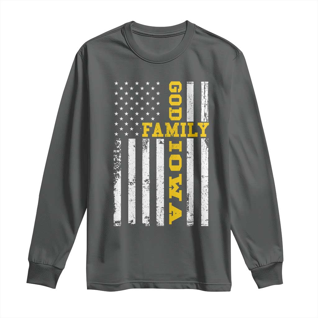 God Family Iowa Long Sleeve Shirt IA State Game Day Christian American Flag