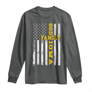 God Family Iowa Long Sleeve Shirt IA State Game Day Christian American Flag