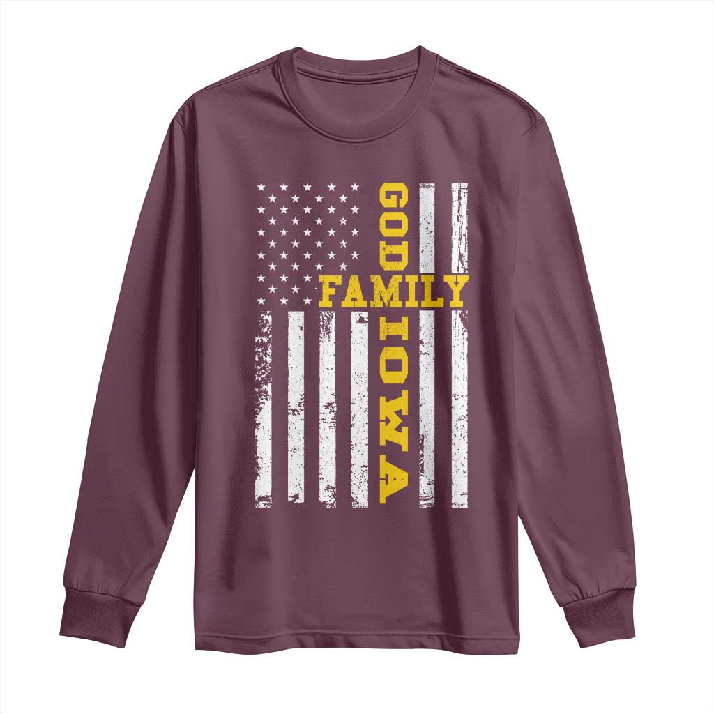 God Family Iowa Long Sleeve Shirt IA State Game Day Christian American Flag