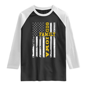 God Family Iowa Raglan Shirt IA State Game Day Christian American Flag