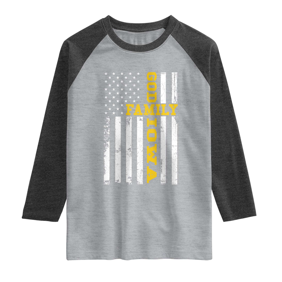 God Family Iowa Raglan Shirt IA State Game Day Christian American Flag
